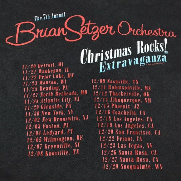 Y2K Brian Setzer Orchestra Concert Tee 2009 Christmas Rocks Tour T-Shirt Mens XL - Picture 9 of 10